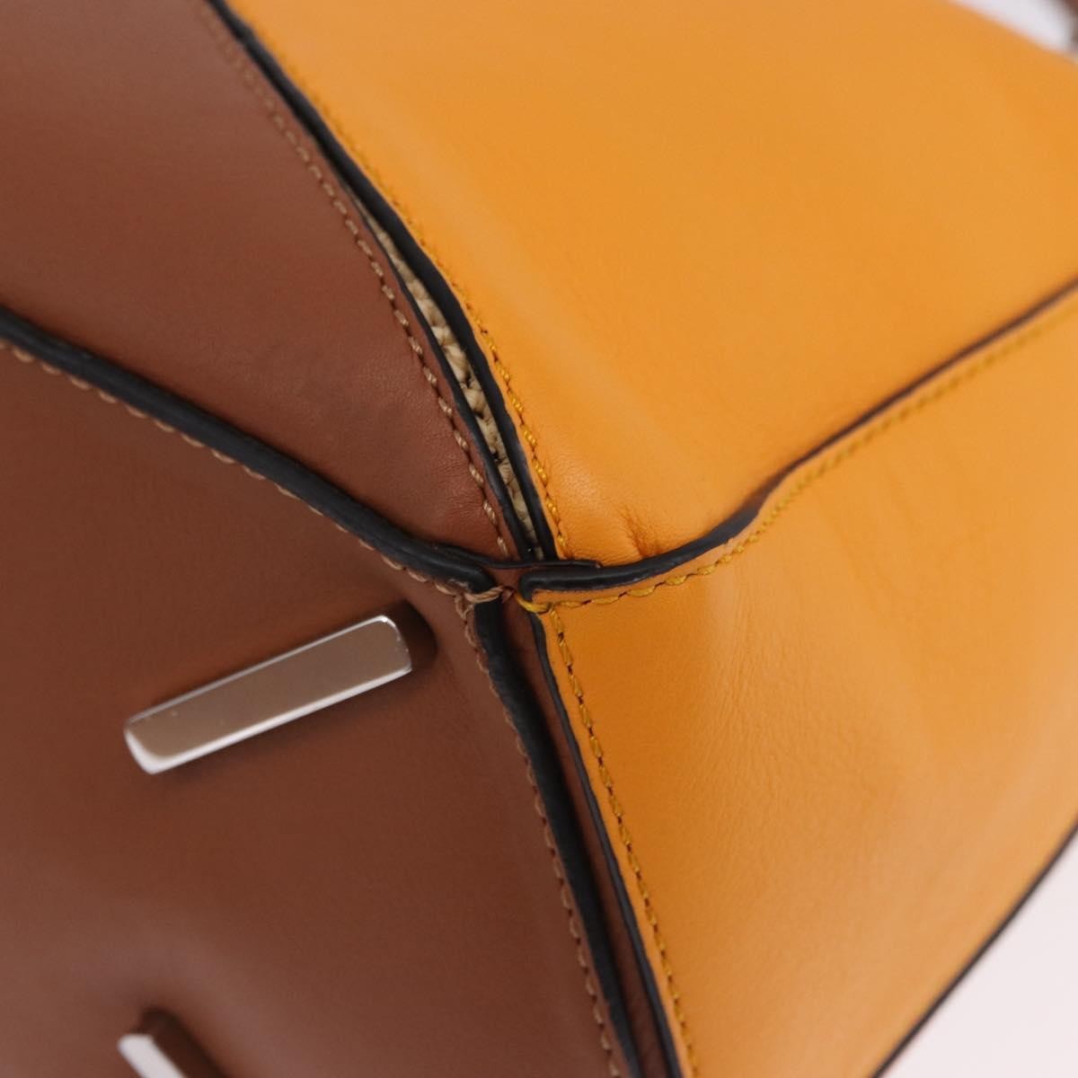 Loewe Puzzle Leather And Raffia Beige Leather Handbag (Pre-Owned)