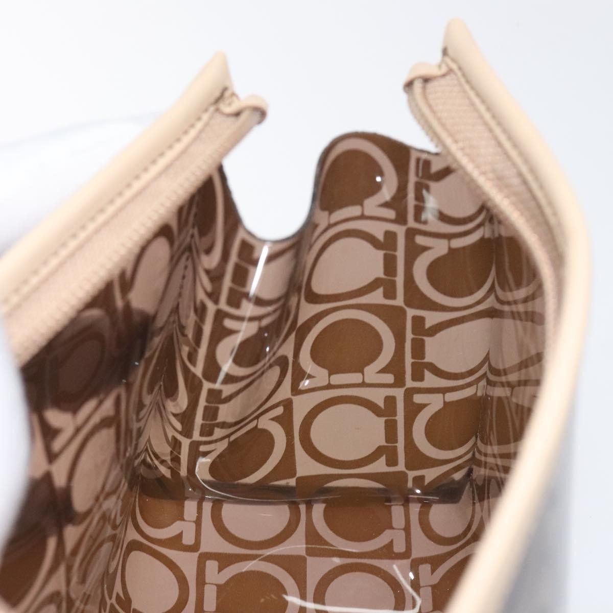 Salvatore Ferragamo Gancini Canvas Brown Vinyl Clutche & Pouche Bag (Pre-Owned)