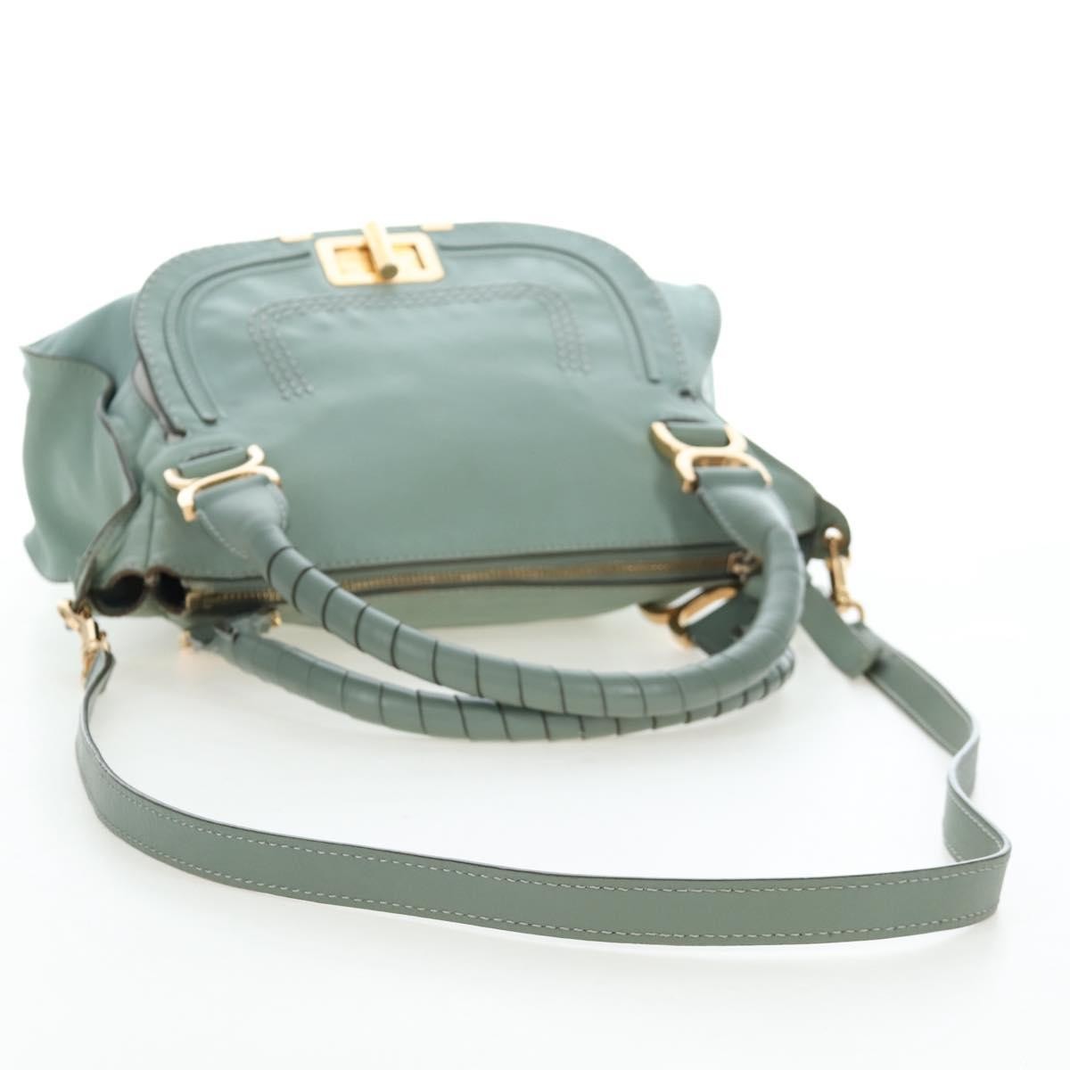 Chloe Marcie Top Handle Leather Green Leather Handbag (Pre-Owned)