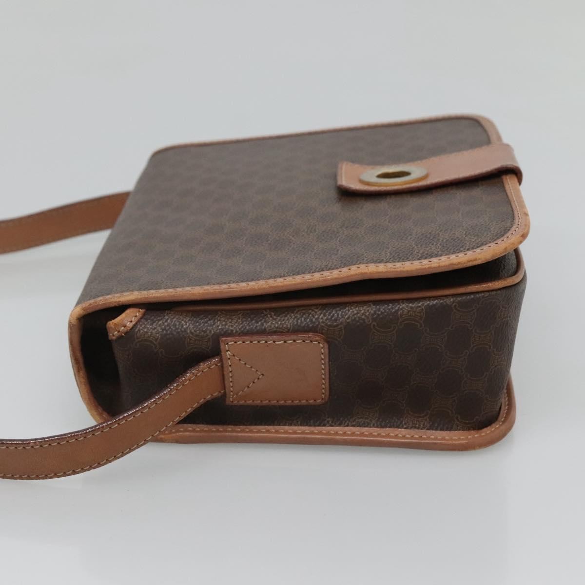 Celine Vintage Macadam Canvas And Leather Brown Canvas Shoulder Bag Bag (Pre-Owned)