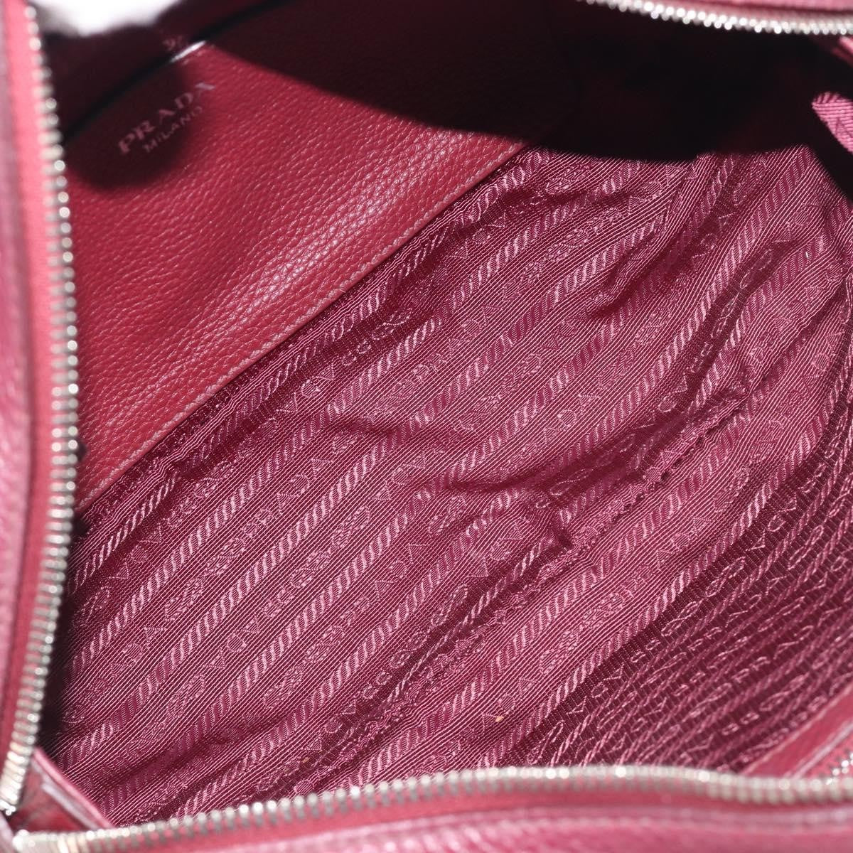 Prada Front Pocket Pushlock Convertible Boston Vitello Daino Burgundy Leather Handbag (Pre-Owned)