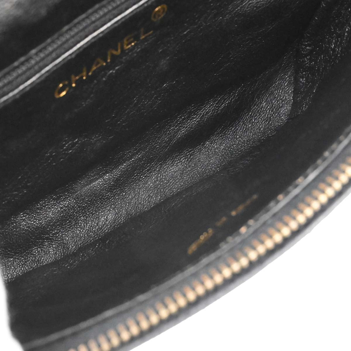 Chanel Vintage Zip Belt Quilted Caviar Black Leather Shoulder Bag Bag (Pre-Owned)