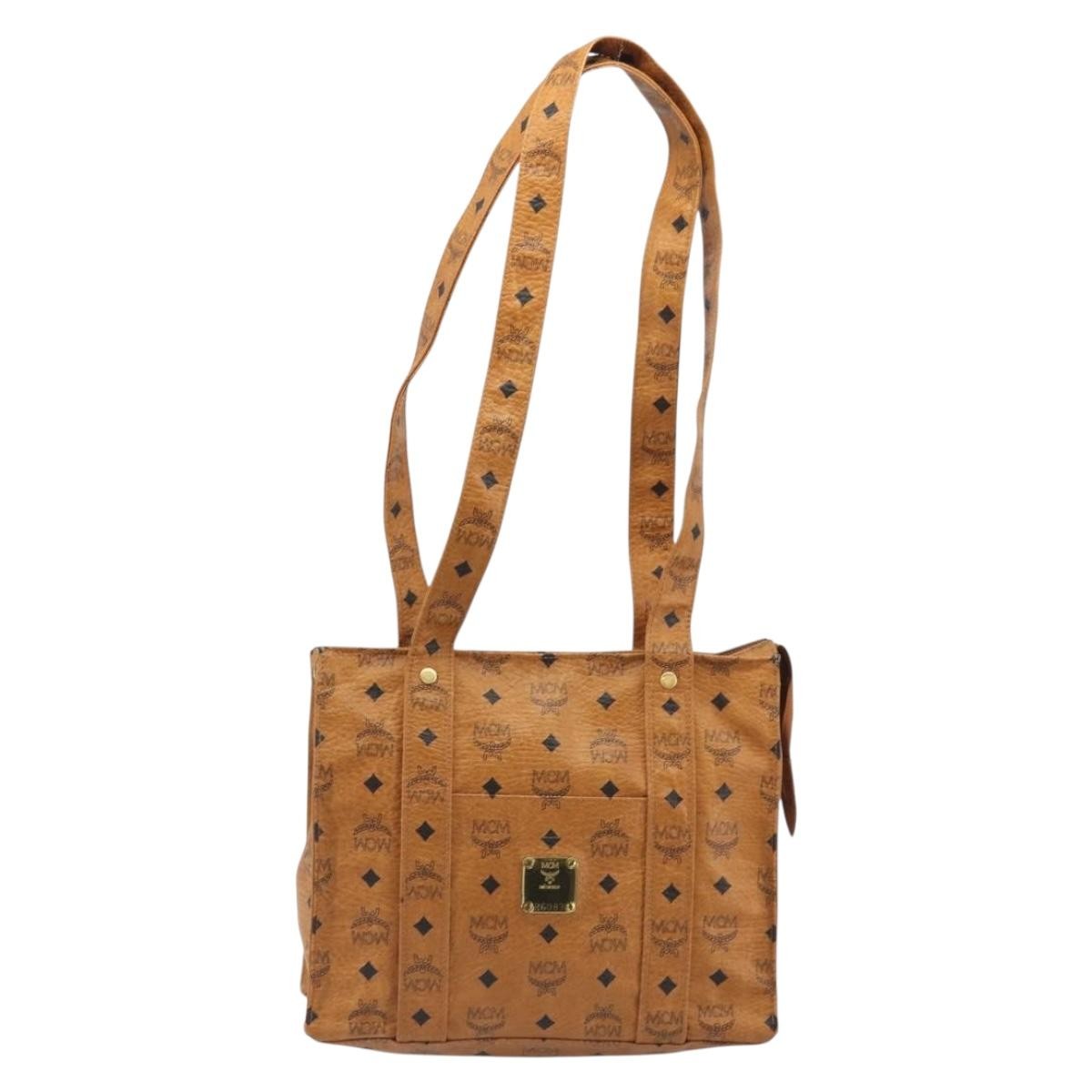 MCM Visetos Leather Brown Leather Shoulder Bag Bag (Pre-Owned)