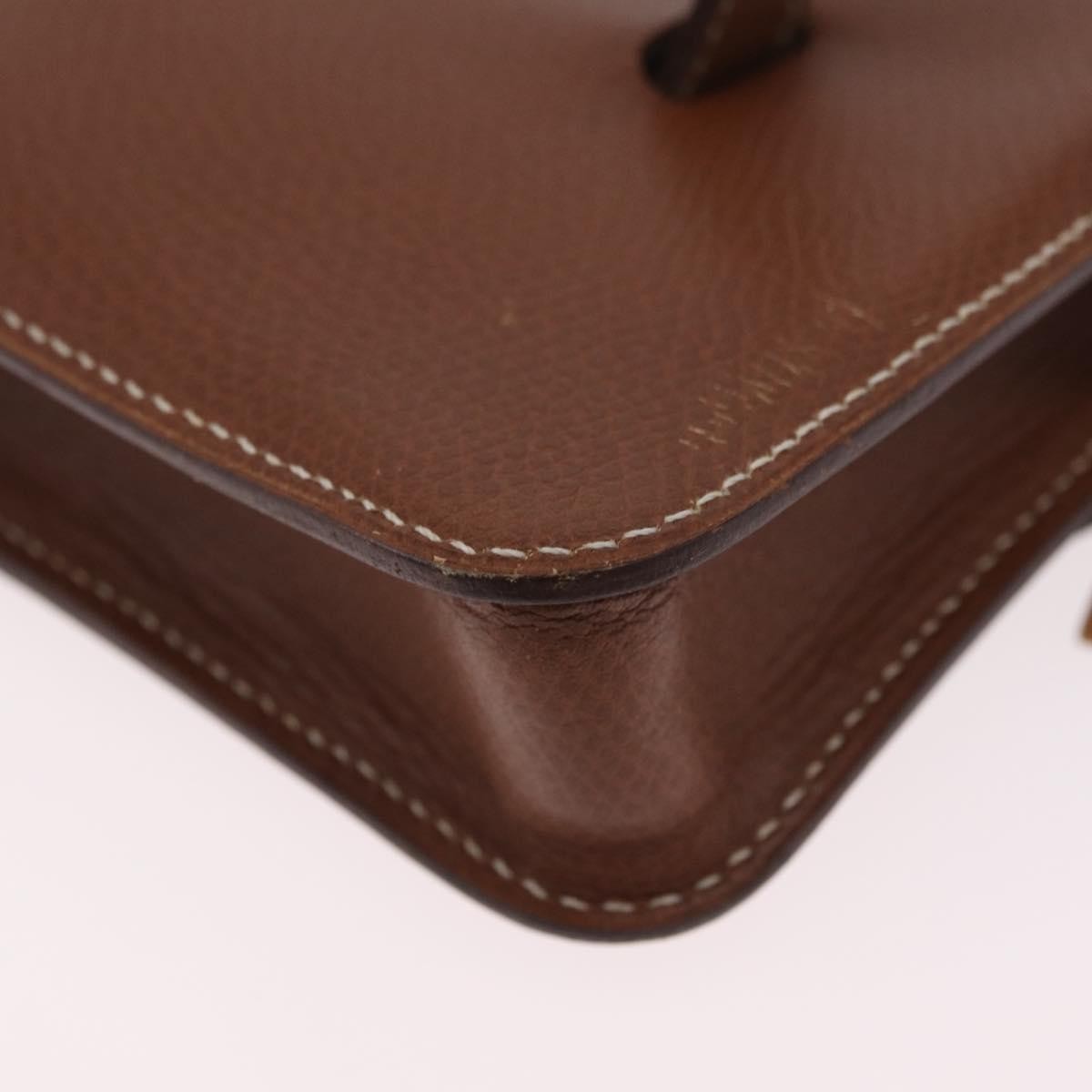 Hermes Pochette Green Waist Leather Brown Leather Handbag (Pre-Owned)