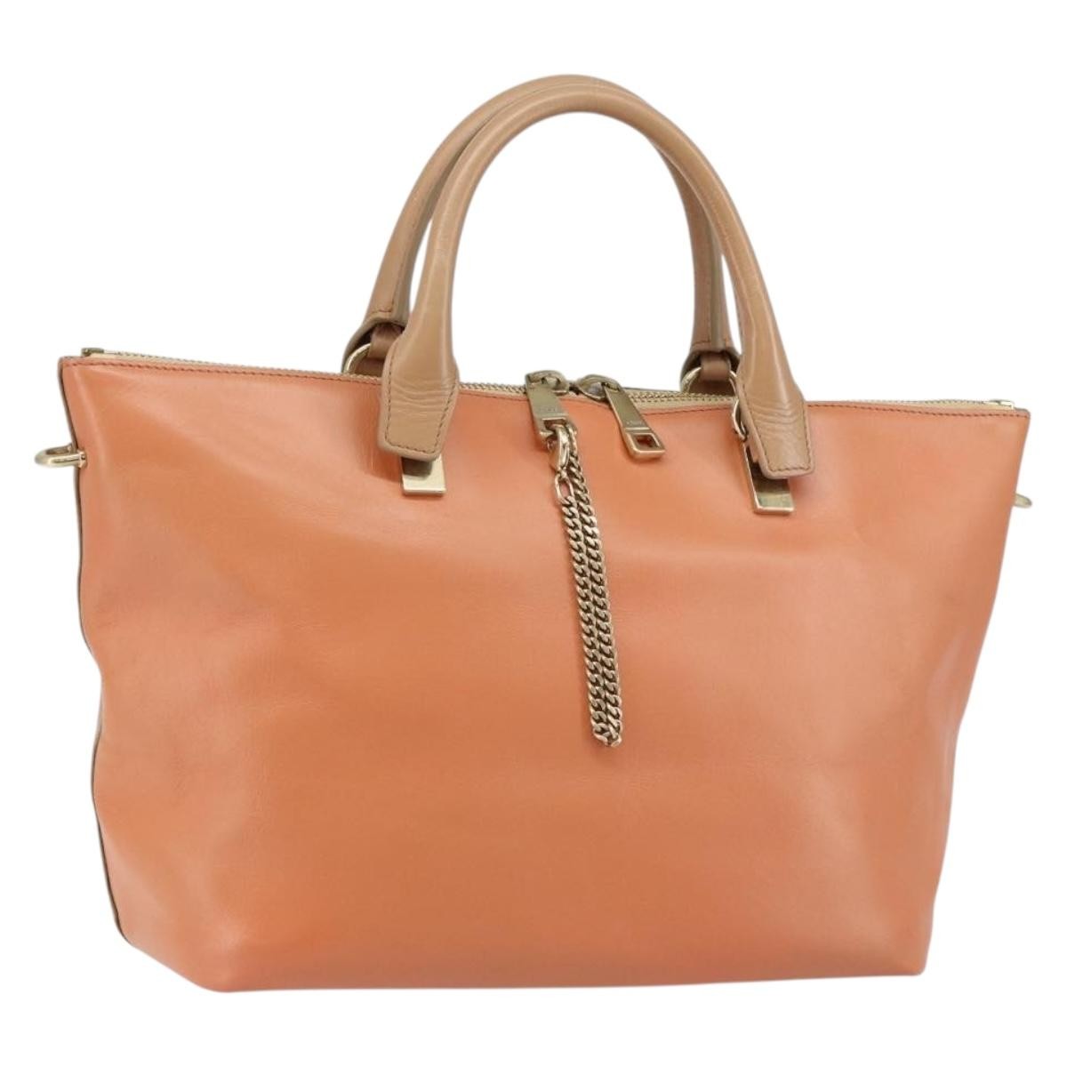 Chloe Bicolor Baylee Satchel Leather Orange Leather Handbag (Pre-Owned)