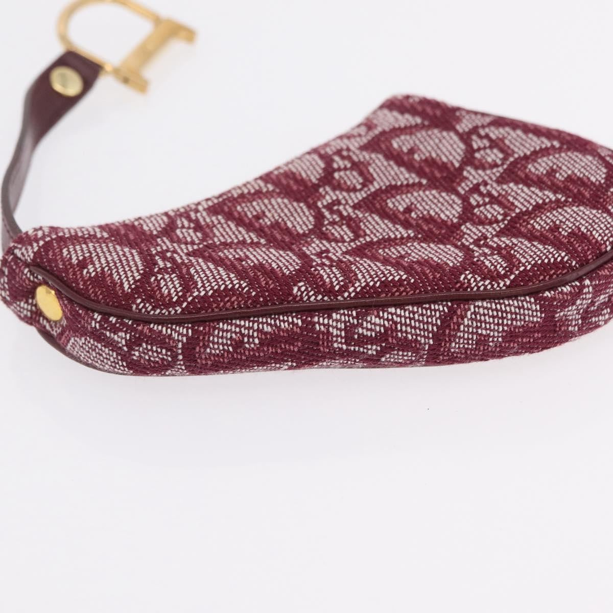 Christian Dior Vintage Saddle Zip Coin Purse Diorissimo Canvas Red Canvas Clutche & Pouche Bag (Pre-Owned)
