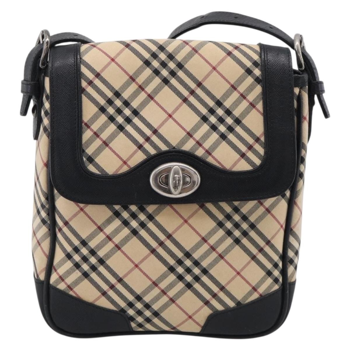 Burberry Nova Check Shoulder Bag Canvas Beige Canvas Shoulder Bag Bag (Pre-Owned)
