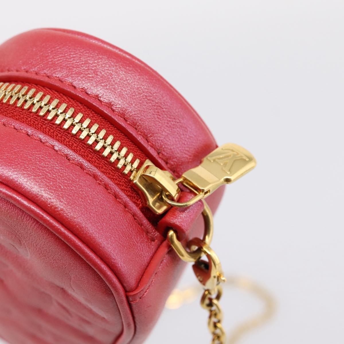 Louis Vuitton Coeur Heart On Chain Monogram Embossed Lambskin Red Leather Clutche & Pouche Bag (Pre-Owned)