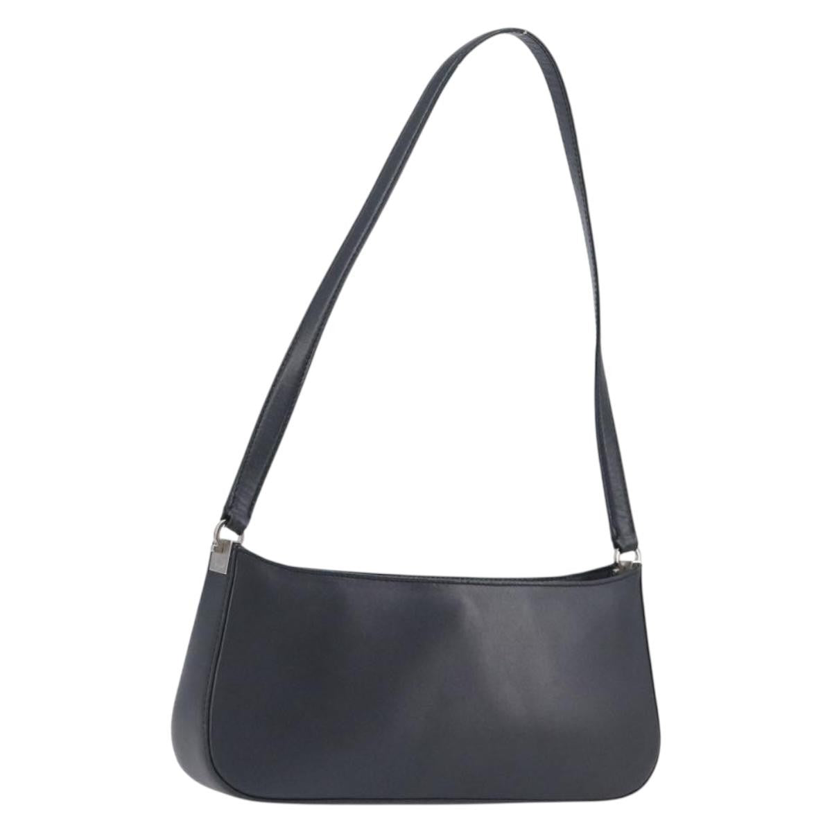 Salvatore Ferragamo Gancini Leather Black Leather Shoulder Bag Bag (Pre-Owned)