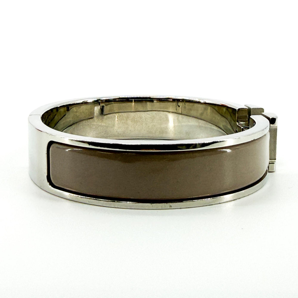 Hermes Clic H Enamel Brown Silver Bracelet Jewelry (Pre-Owned)