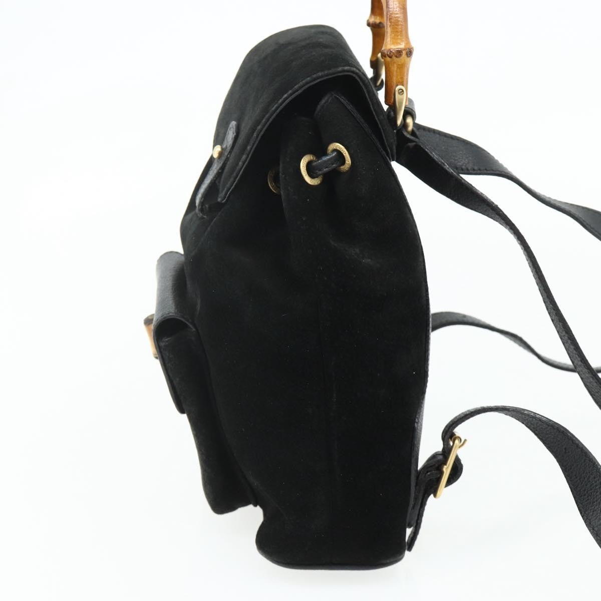 Gucci Gucci Bamboo Daim Black Suede Backpack Bag (Pre-Owned)