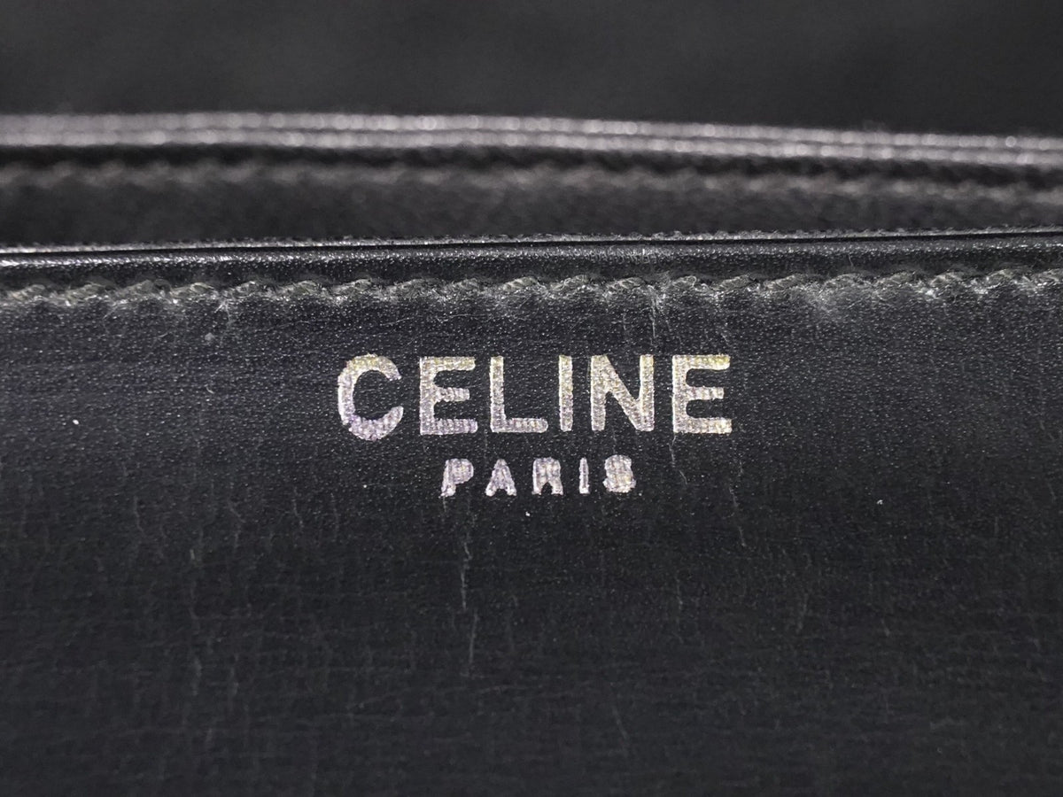 Celine Shoulder Leather Black Leather Shoulder Bag Bag (Pre-Owned)