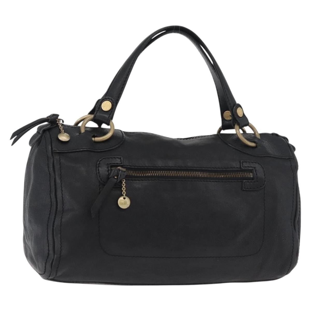 Celine Vintage Leather Black Leather Handbag (Pre-Owned)