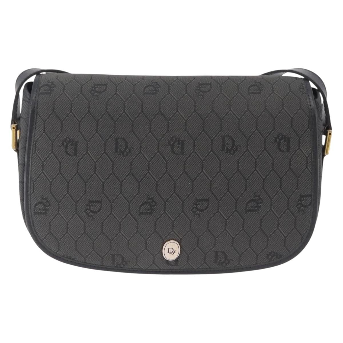 Christian Dior Vintage Honeycomb Canvas Black Canvas Shoulder Bag Bag (Pre-Owned)