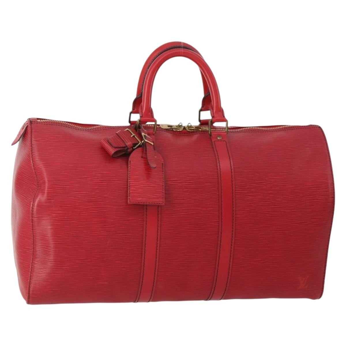 Louis Vuitton Keepall Epi Leather Red Leather Travel Bag Bag (Pre-Owned)
