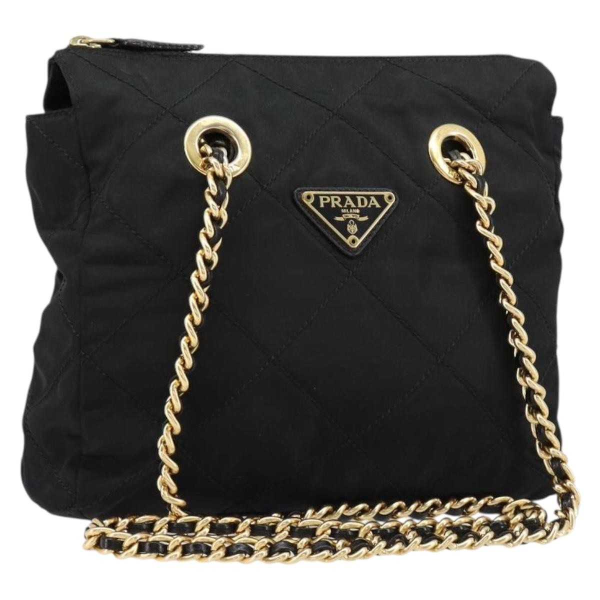 Prada Re-Edition 1995 Chain Quilted Tessuto Black Nylon Shoulder Bag Bag (Pre-Owned)
