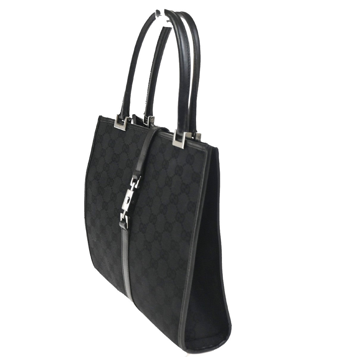 Gucci Jackie Tote Gg Canvas And Leather Black Canvas Handbag (Pre-Owned)