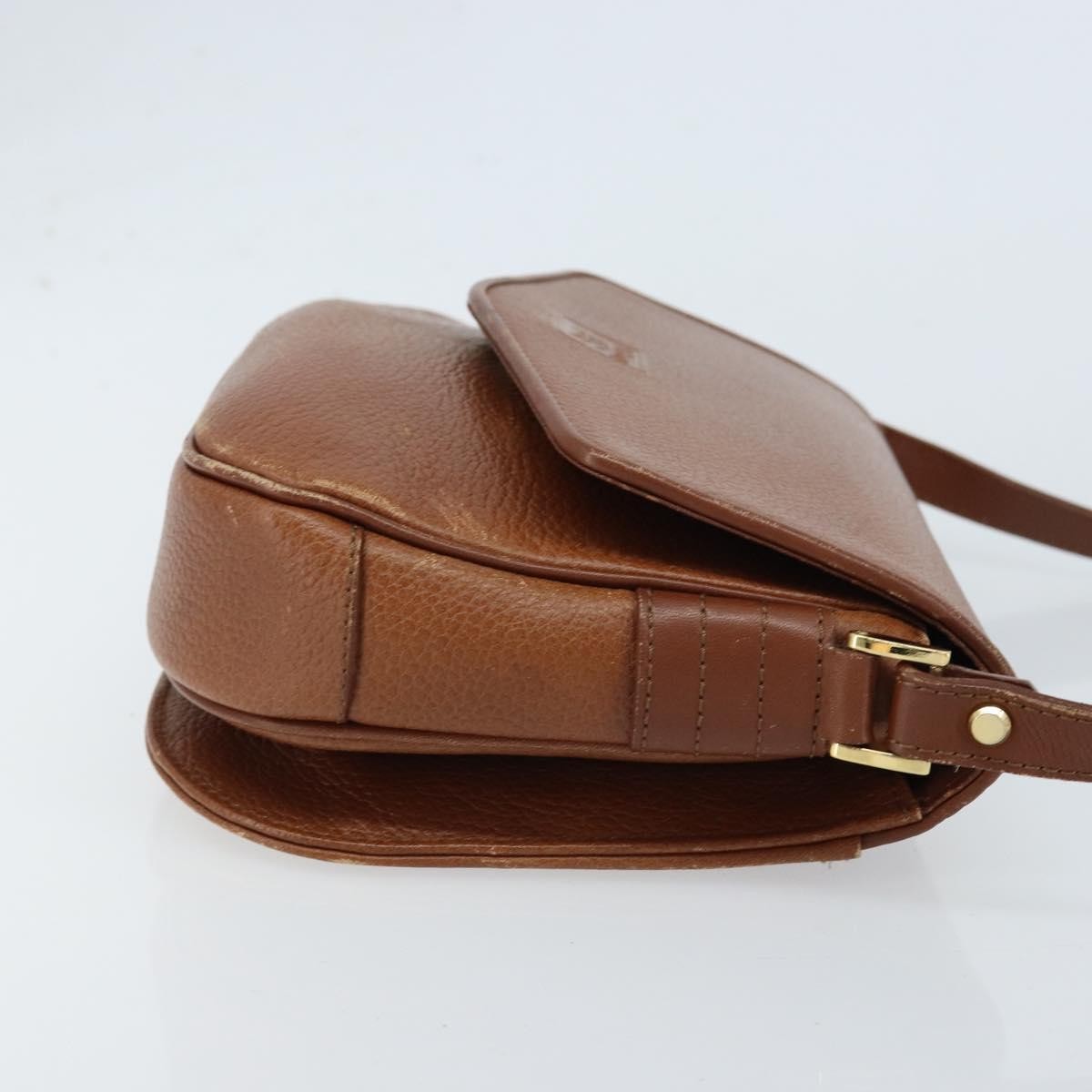 Burberry Flap Shoulder Leather Brown Leather Shoulder Bag Bag (Pre-Owned)