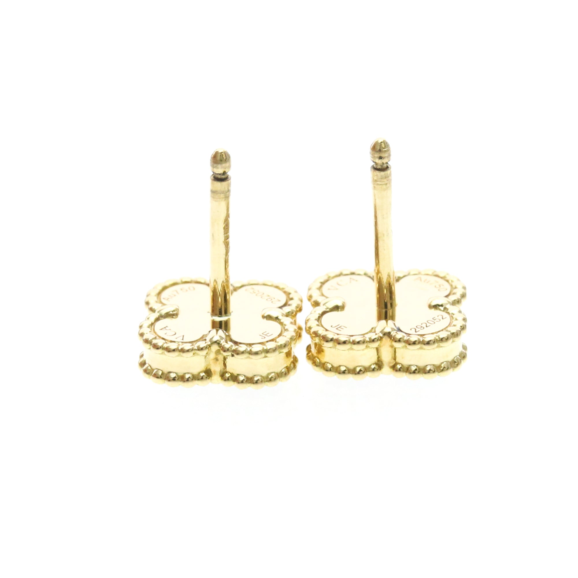 Van Cleef & Arpels Sweet Alhambra Stud 18K Yellow Gold And Onyx Gold Yellow_Gold Earrings Jewelry (Pre-Owned)