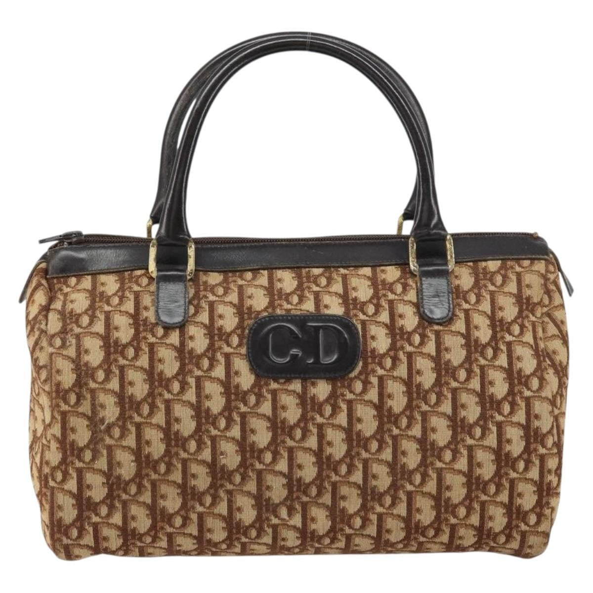 Christian Dior Vintage Cd Trotter Canvas Brown Canvas Handbag (Pre-Owned)