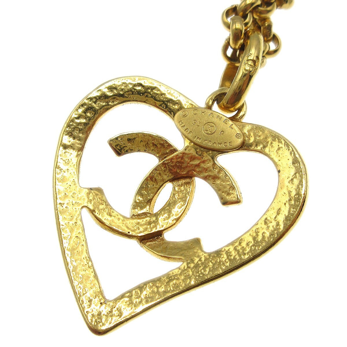Chanel Cc Heart Pendant Metal Gold Gold_Plated Necklace Jewelry (Pre-Owned)