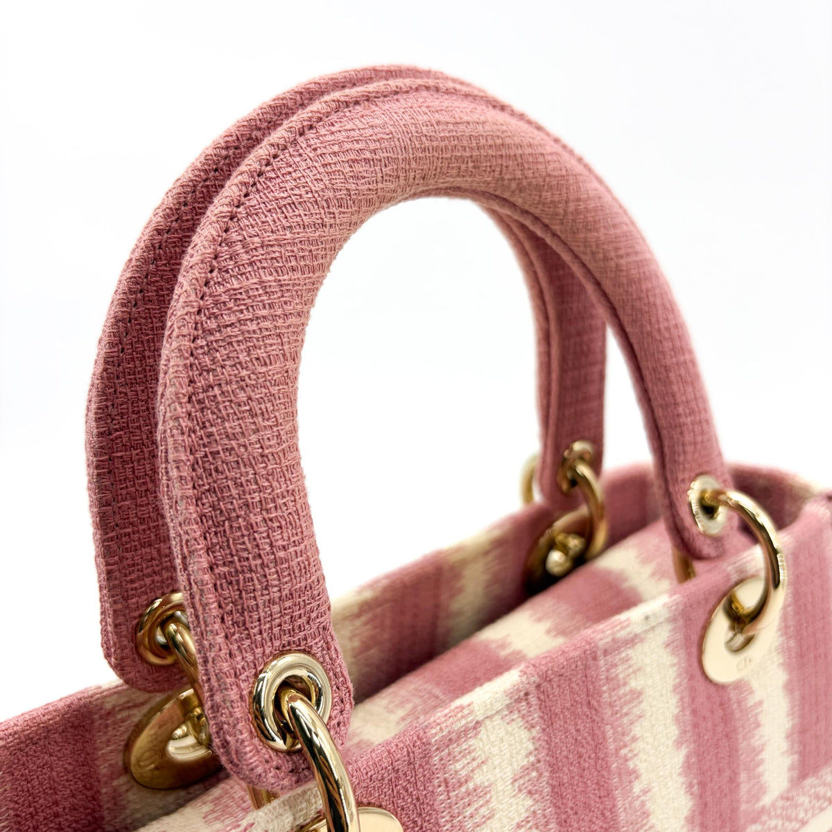 Christian Dior Lady D-Lite Embroidered Canvas Pink Canvas Handbag (Pre-Owned)