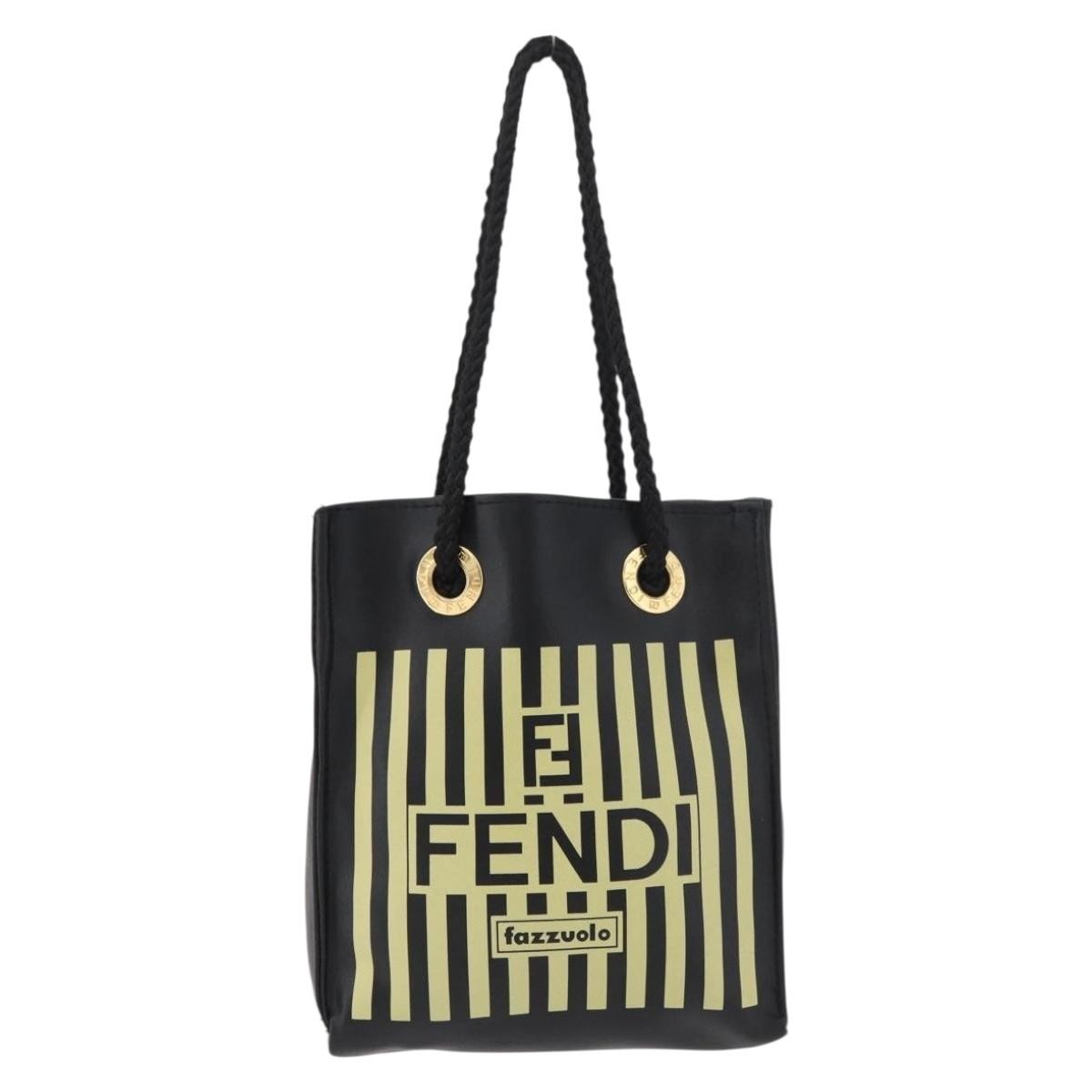 Fendi Fazzuolo Leather Black Polyester Tote Bag Bag (Pre-Owned)