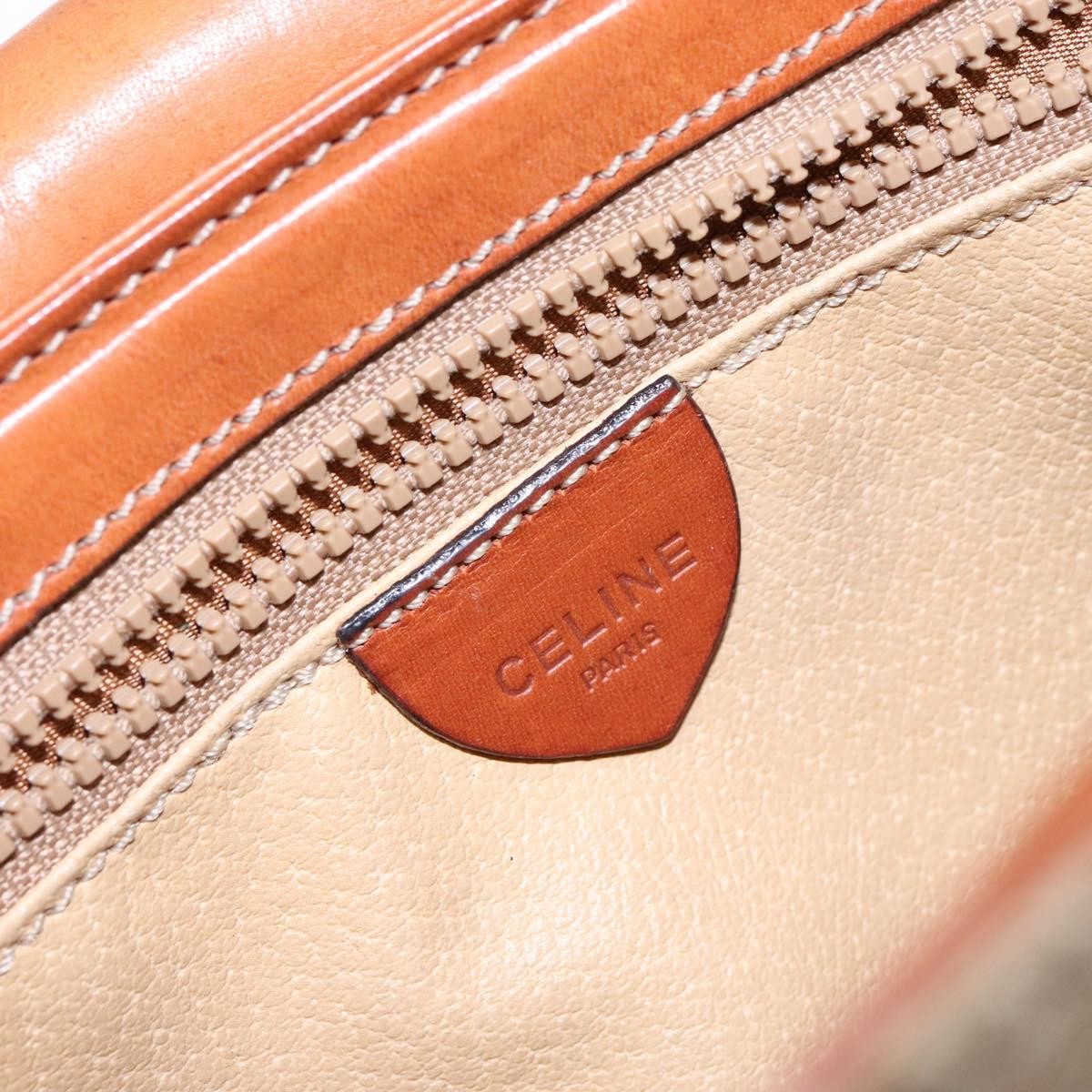 Celine Vintage Macadam Canvas And Leather Beige Canvas Bag (Pre-Owned)