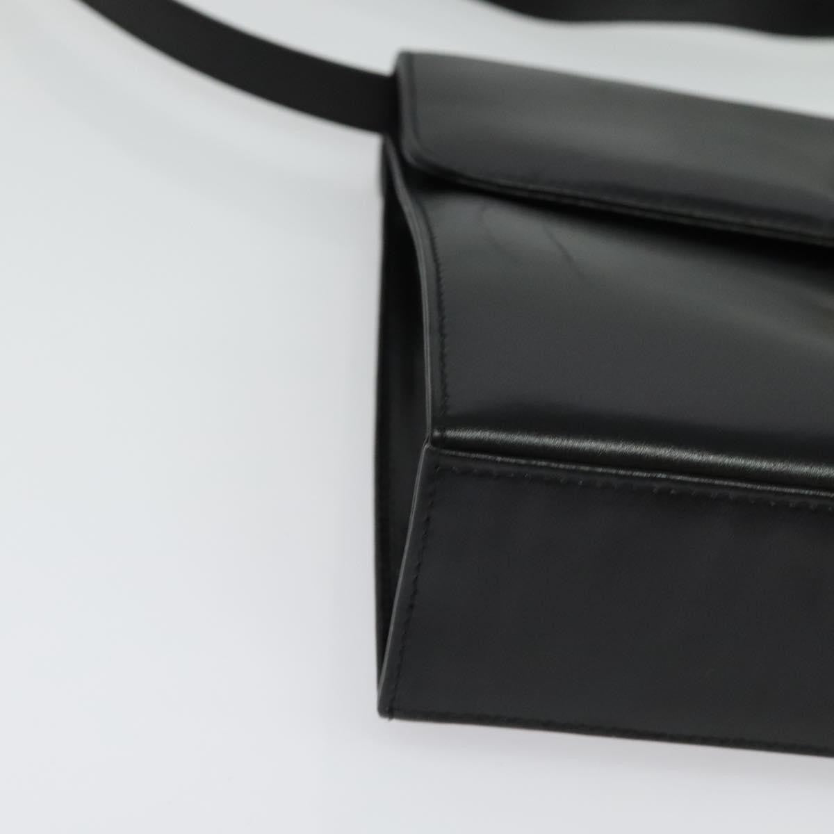 Salvatore Ferragamo Gancini Leather Black Leather Shoulder Bag Bag (Pre-Owned)