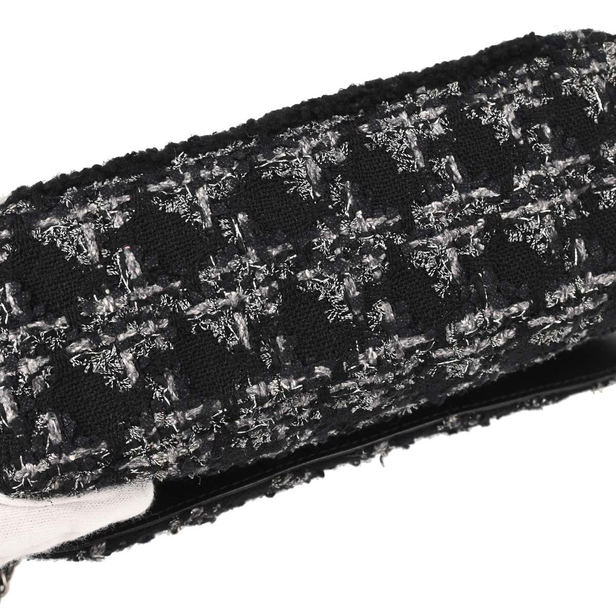 Chanel Top Handle Shearling With Tweed Black Tweed Handbag (Pre-Owned)