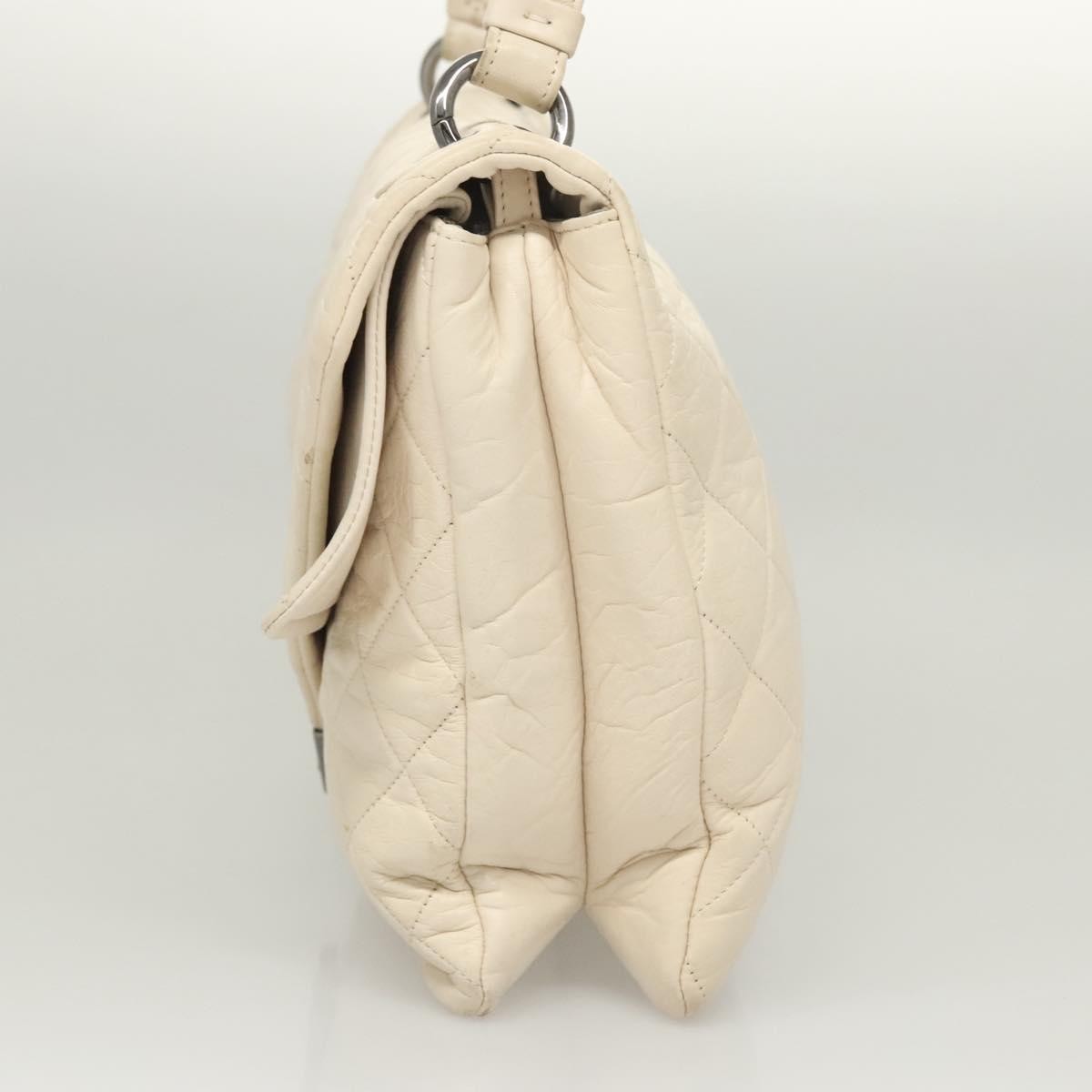Chanel Padded Envelope Flap Quilted Aged Calfskin White Leather Shoulder Bag Bag (Pre-Owned)