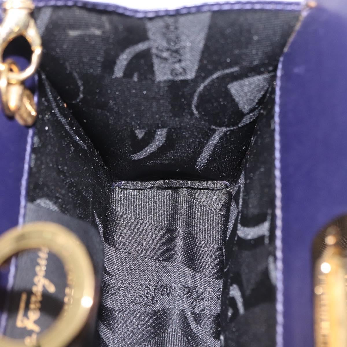 Salvatore Ferragamo Vintage Gancini Chain Suede Purple Suede Shoulder Bag Bag (Pre-Owned)