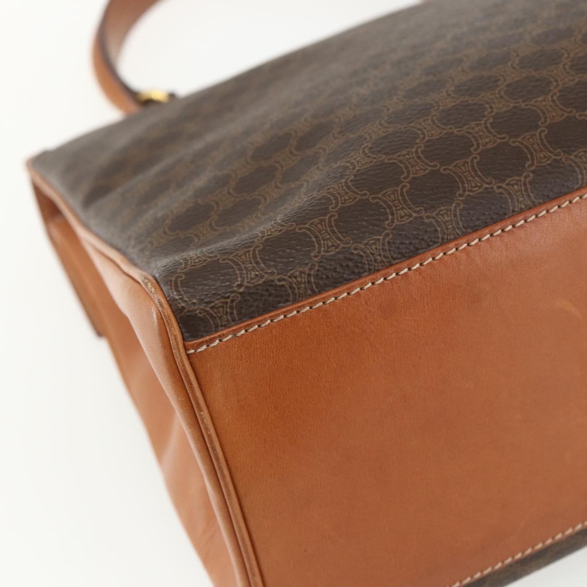 Celine Vintage Macadam Canvas And Leather Brown Canvas Handbag (Pre-Owned)