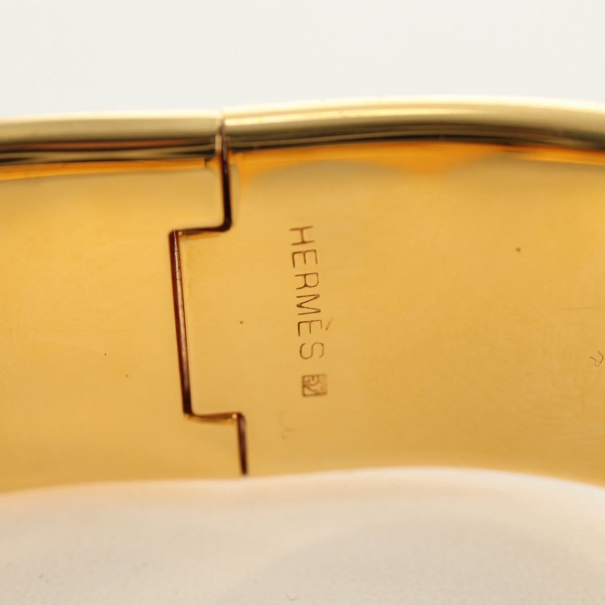 Hermes Loquet Bangle Metal And Printed Enamel Gold Metal Bracelet Jewelry (Pre-Owned)