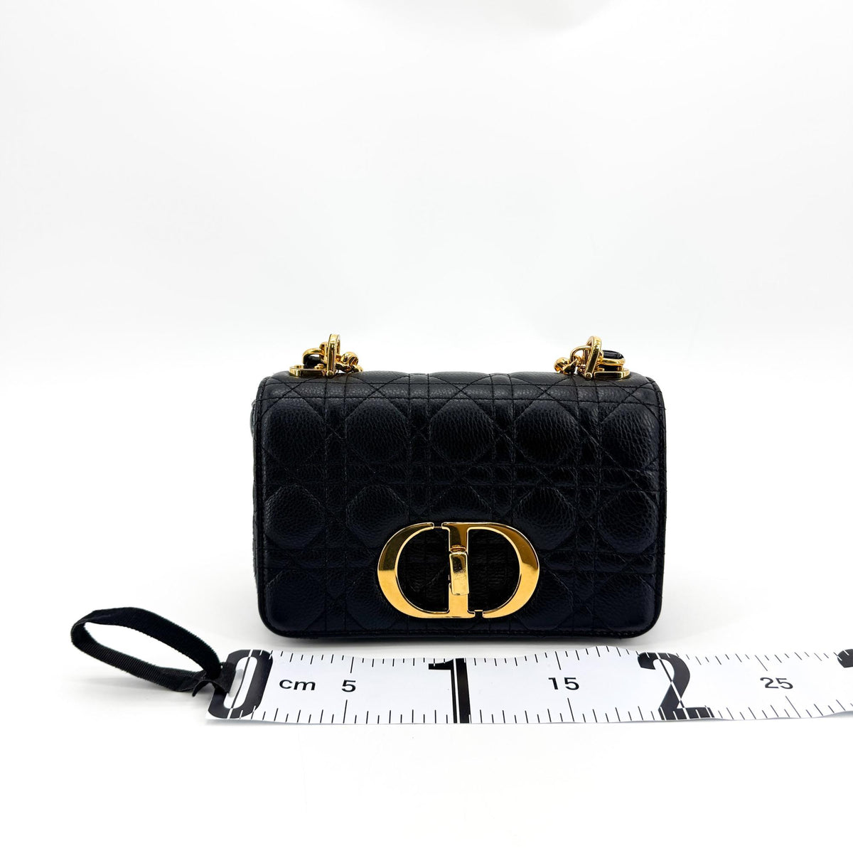Christian Dior Caro Cannage Quilt Calfskin Black Leather Handbag (Pre-Owned)