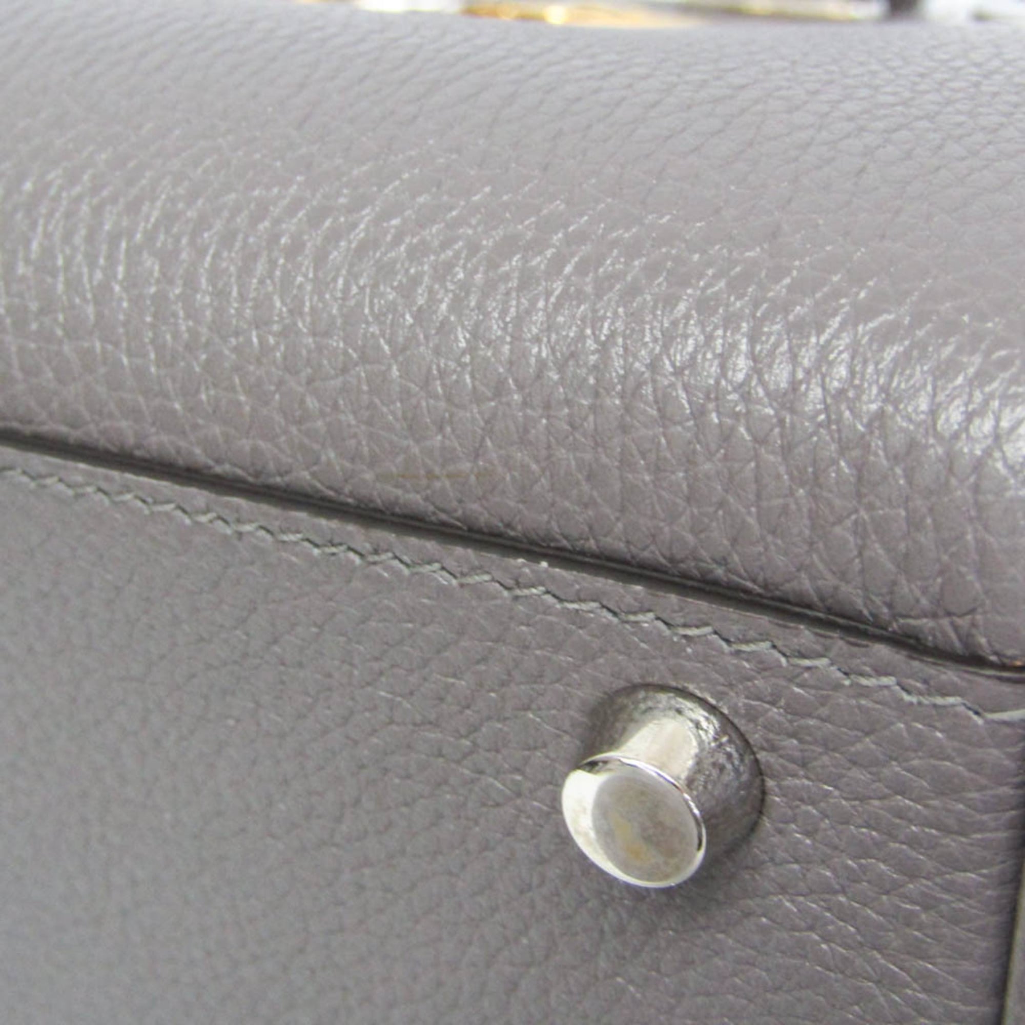 Gucci Zumi Top Handle Leather Gray Leather Handbag (Pre-Owned)