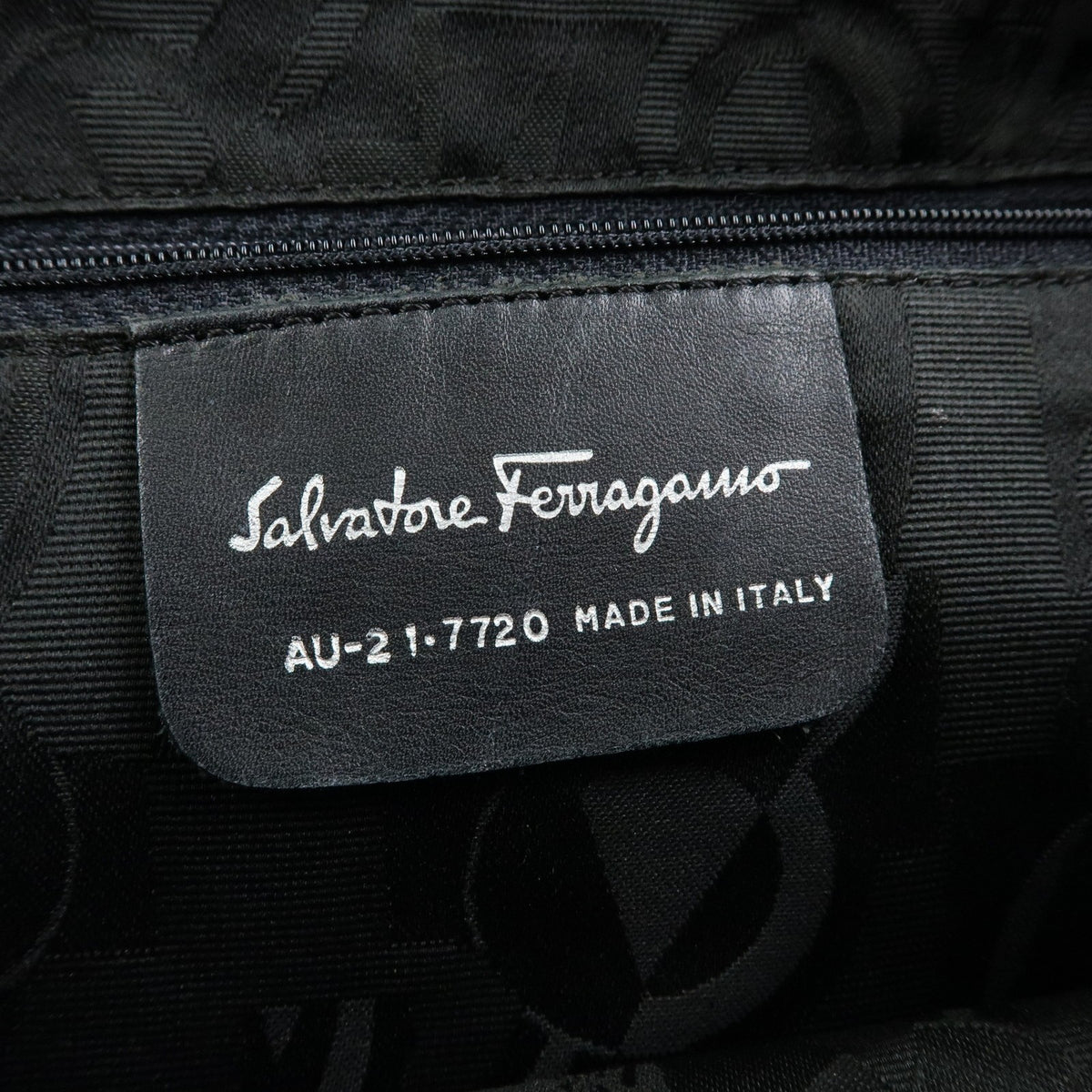 Salvatore Ferragamo Vara Leather Black Canvas Tote Bag Bag (Pre-Owned)