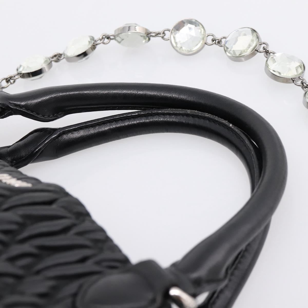 Miu Miu Shopper Tote Matelasse Leather Black Leather Handbag (Pre-Owned)