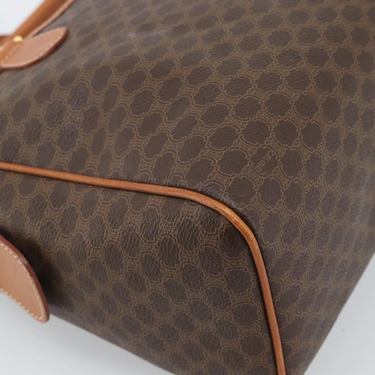Celine Vintage Macadam Boston Canvas Brown Canvas Handbag (Pre-Owned)