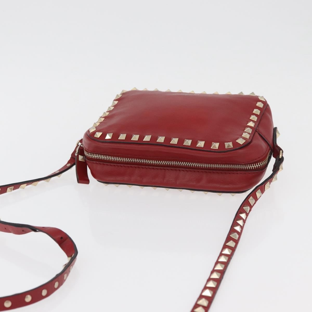 Valentino Garavani Rockstud Camera Leather Red Leather Shoulder Bag Bag (Pre-Owned)