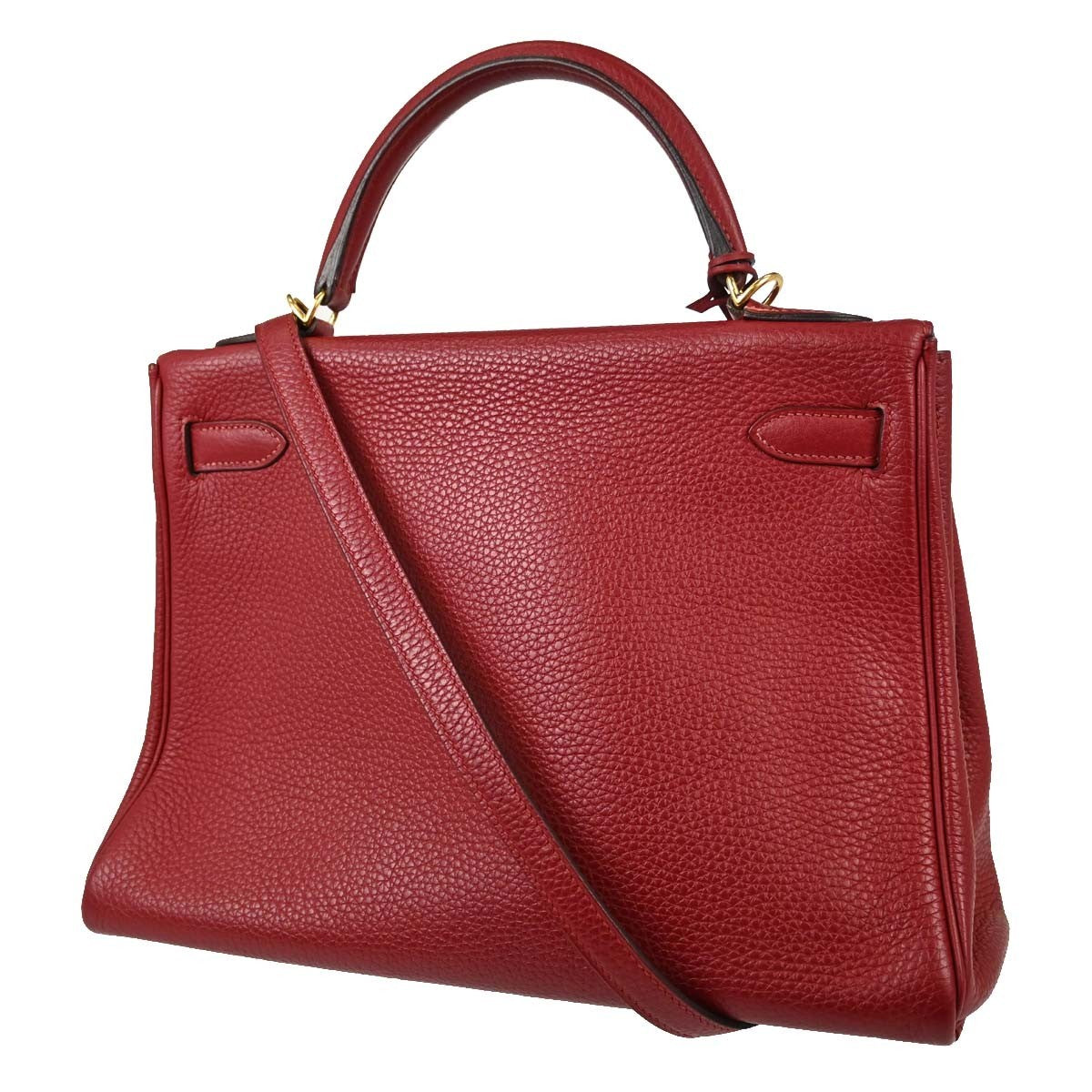 Hermes Kelly Red Togo With Gold Hardware Red Leather Handbag (Pre-Owned)