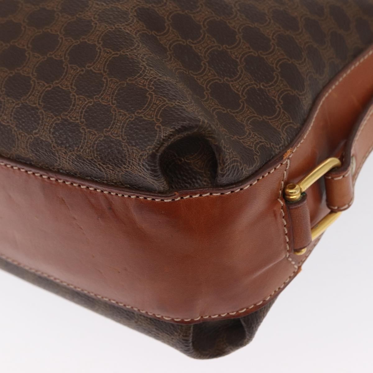 Celine Vintage Macadam Canvas And Leather Brown Canvas Shoulder Bag Bag (Pre-Owned)