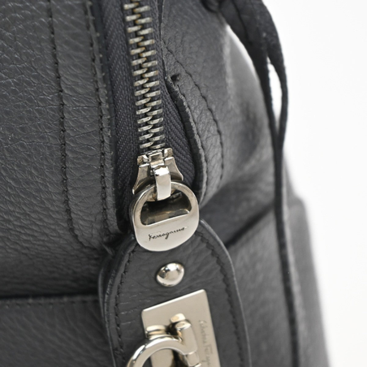 Salvatore Ferragamo Bonaria Satchel Leather Gray Leather Handbag (Pre-Owned)