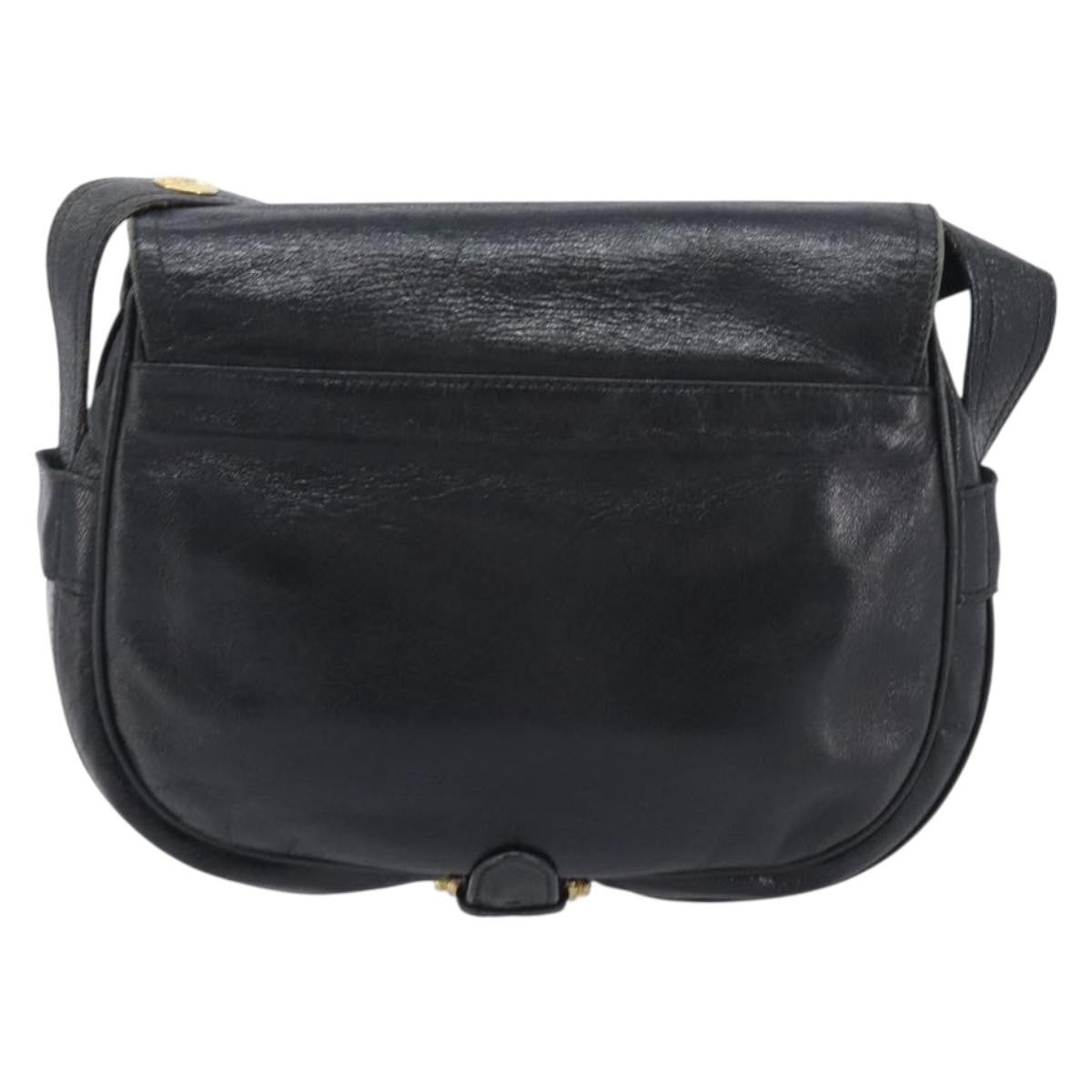 Celine Shoulder Leather Black Leather Shoulder Bag Bag (Pre-Owned)