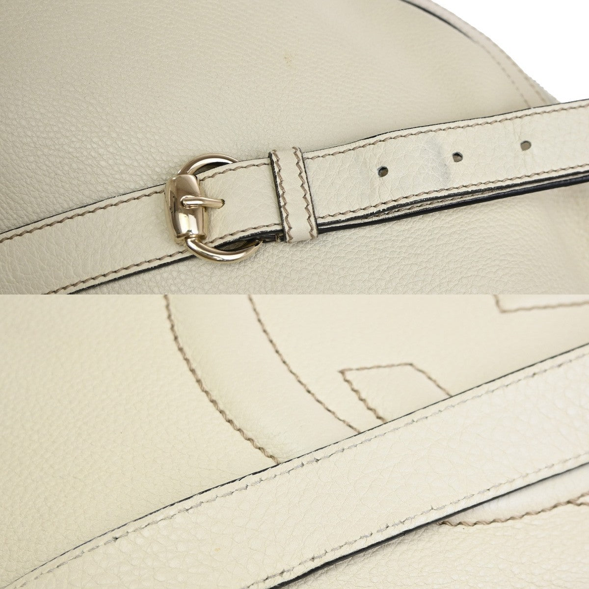 Gucci Soho Messenger Leather White Leather Shoulder Bag Bag (Pre-Owned)