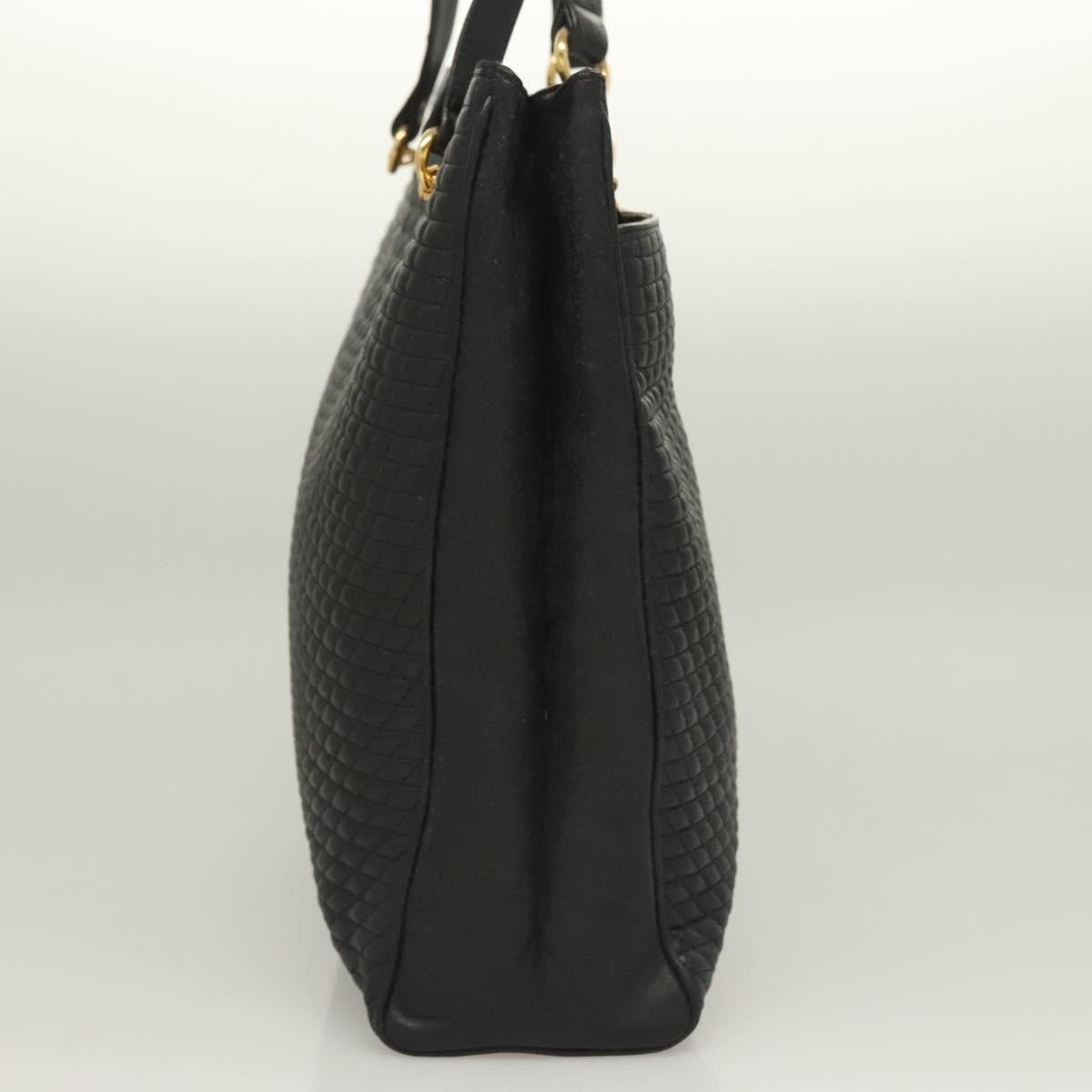 Bally Vintage Quilted Leather Black Leather Tote Bag Bag (Pre-Owned)