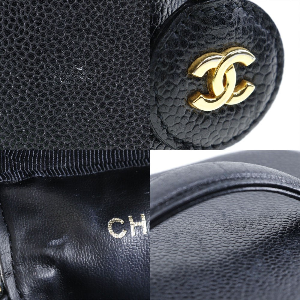 Chanel Vintage Timeless Cosmetic Case Caviar Black Leather Handbag (Pre-Owned)