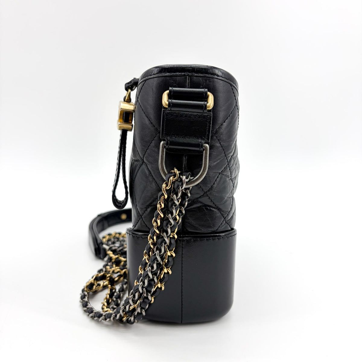 Chanel Gabrielle Hobo Quilted Aged Calfskin Black Leather Shoulder Bag Bag (Pre-Owned)