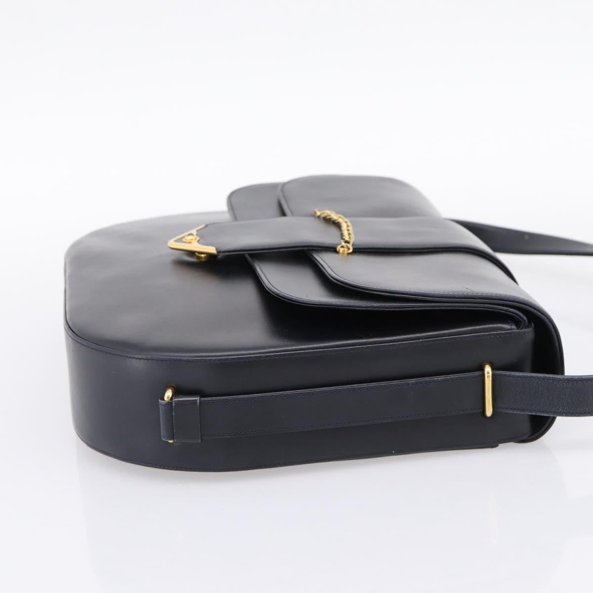 Cartier Sapphire Line Leather Black Leather Shoulder Bag Bag (Pre-Owned)