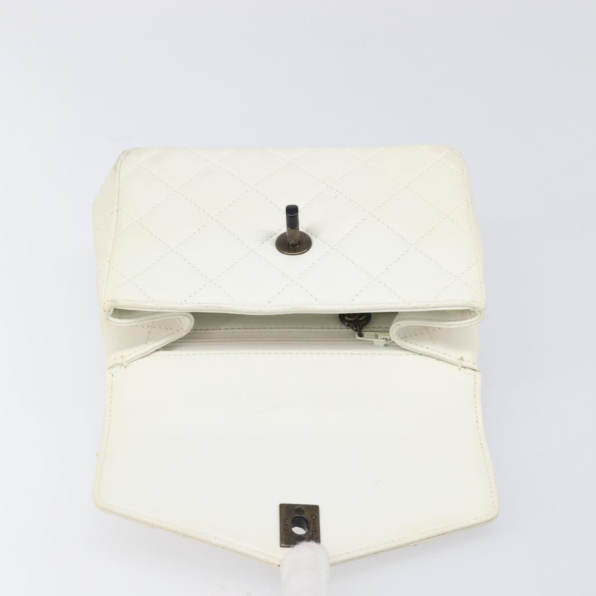 Chanel Vintage Envelope Flap Quilted Lambskin White Leather Shoulder Bag Bag (Pre-Owned)